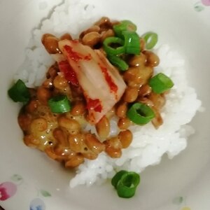 キムチと葱de納豆丼☆